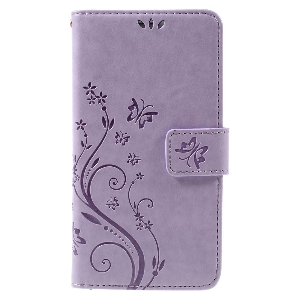 Étui en cuir à papillons pour Samsung Galaxy J5 2016, Violet