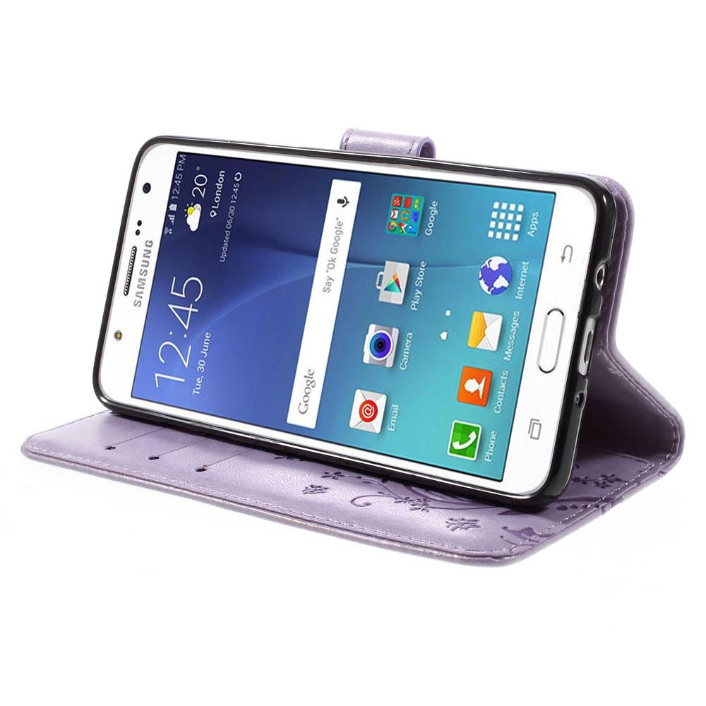 Étui en cuir à papillons pour Samsung Galaxy J5 2016, violet