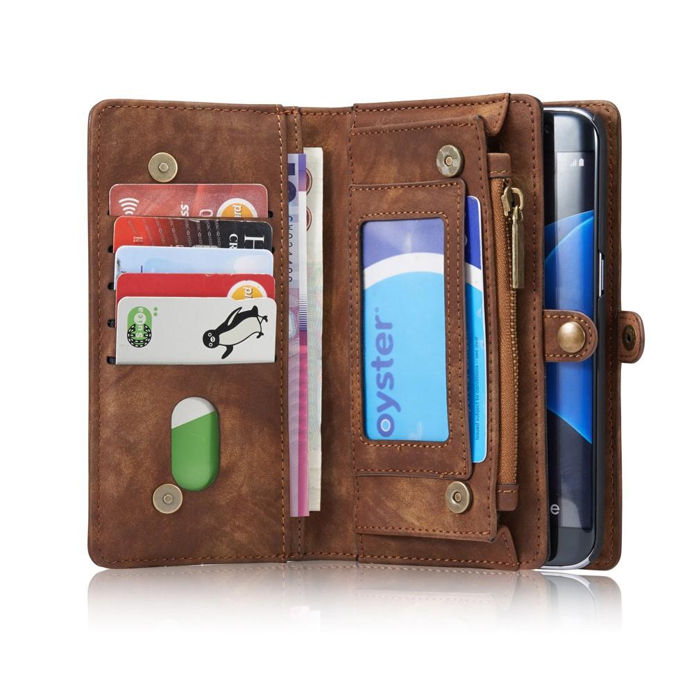 Étui portefeuille multi-cartes Samsung Galaxy S7 Edge, Marron