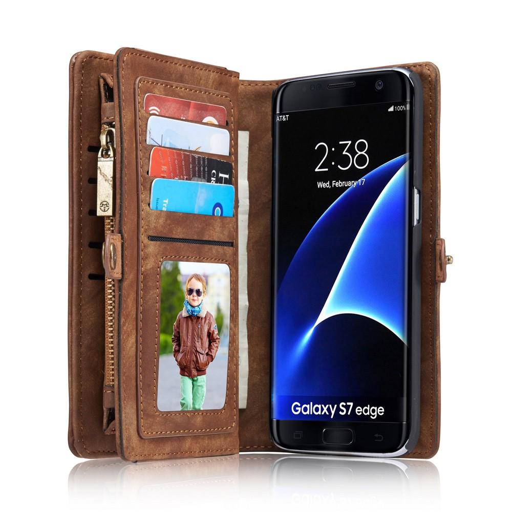 Étui portefeuille multi-cartes Samsung Galaxy S7 Edge Marron