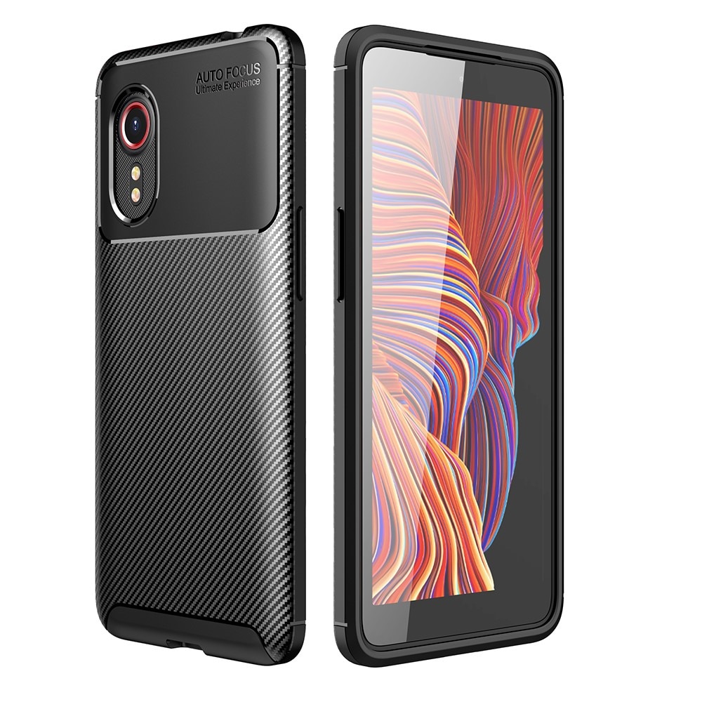 Coque TPU Fibre de Carbone  Samsung Galaxy Xcover 5, noir