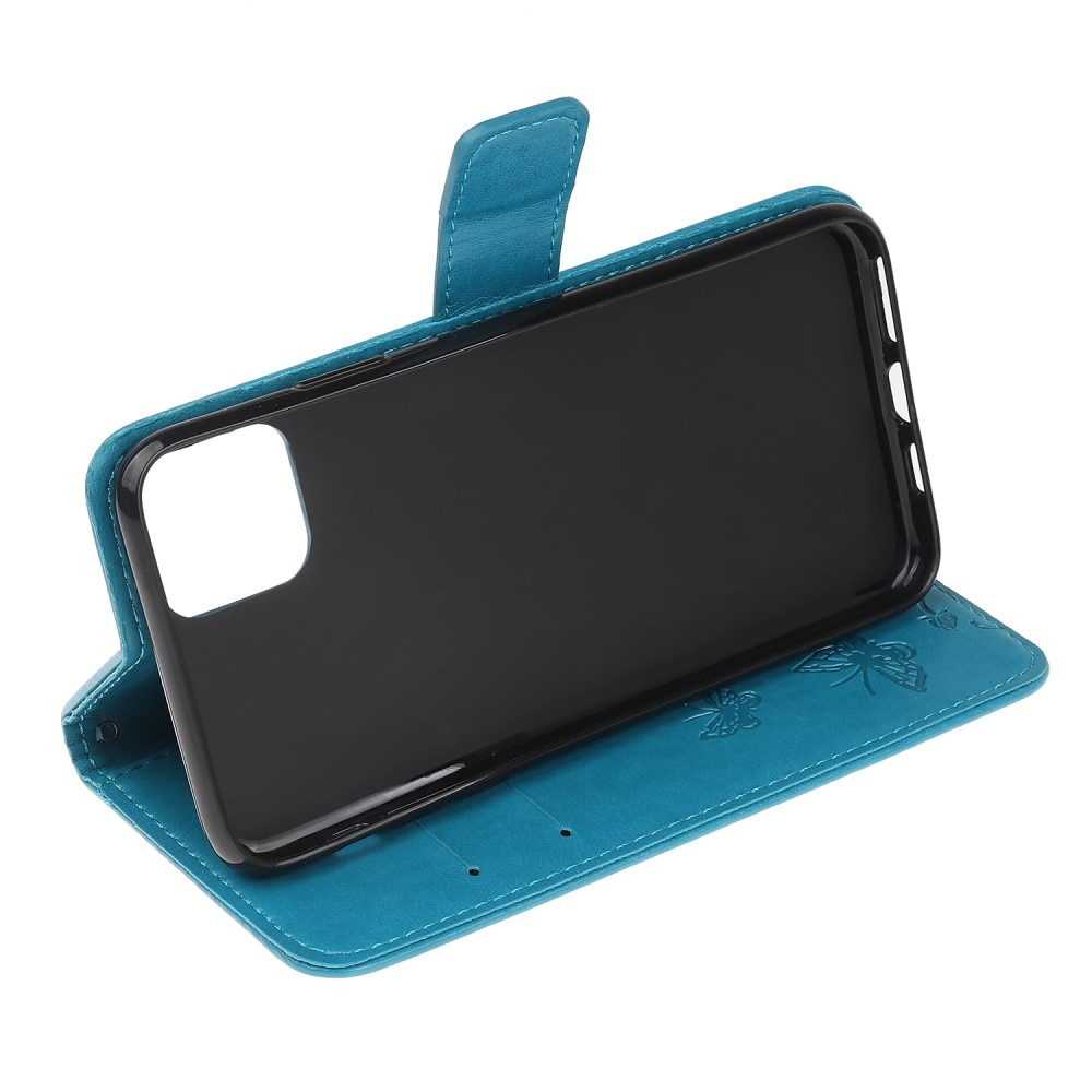 Étui en cuir à papillons pour Samsung Galaxy A22 5G, Bleu