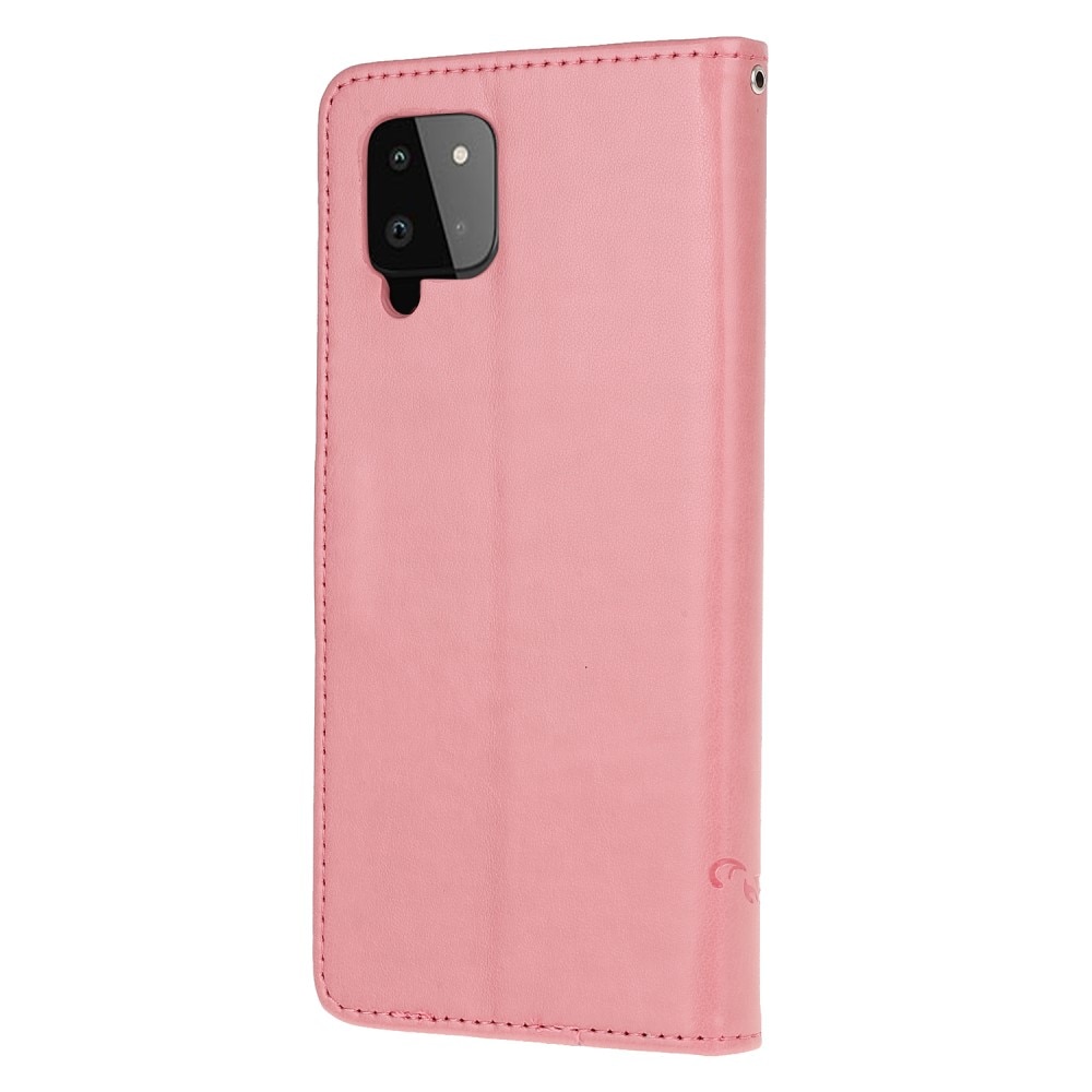 Étui en cuir à papillons pour Samsung Galaxy A22 4G, rose