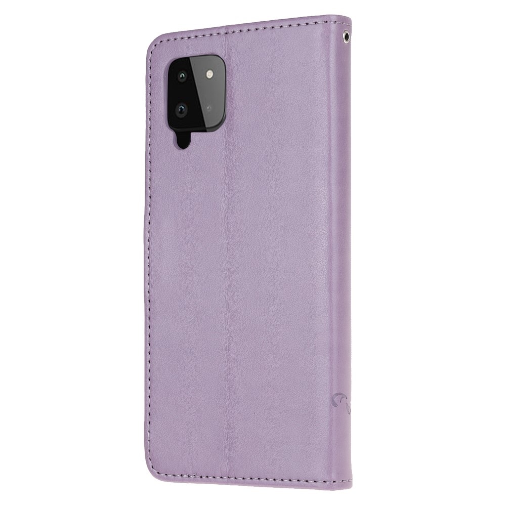 Étui en cuir à papillons pour Samsung Galaxy A22 4G, violet
