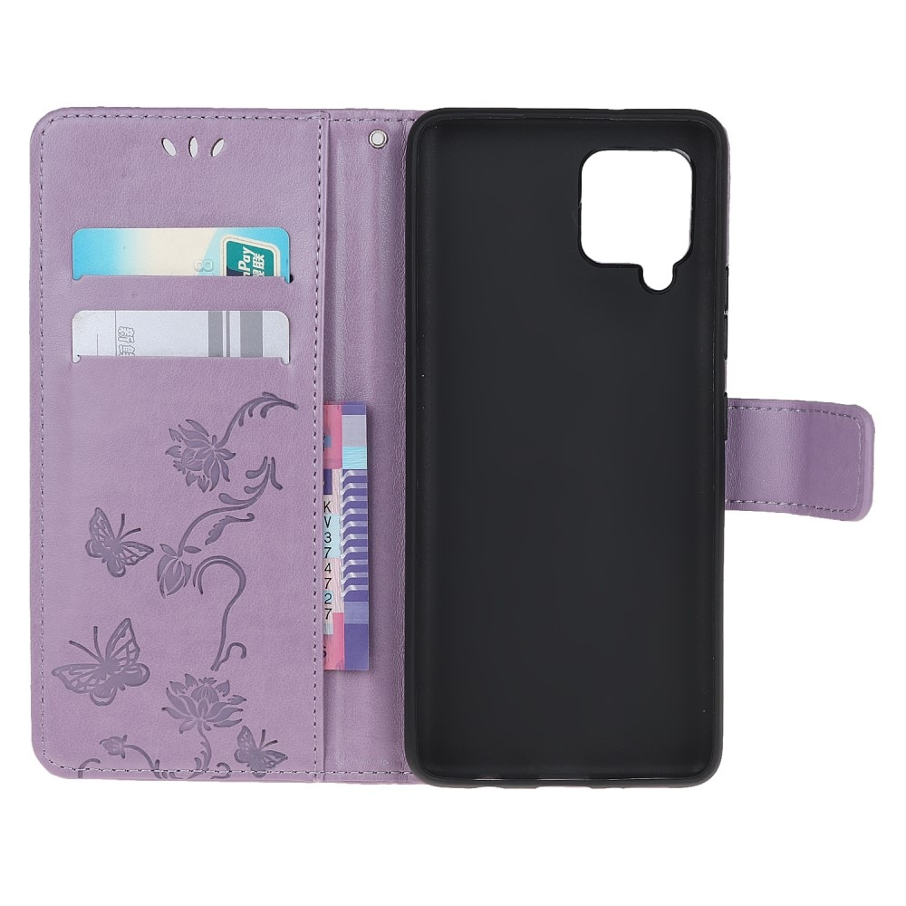 Étui en cuir à papillons pour Samsung Galaxy A22 4G, Violet