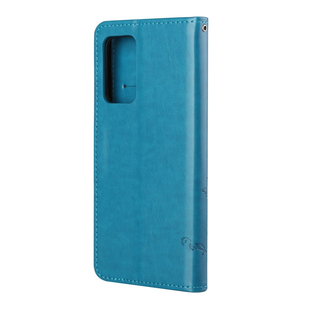 Étui en cuir à papillons pour Samsung Galaxy A82 5G, Bleu