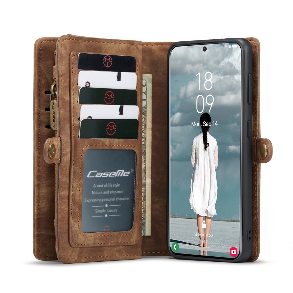 Étui portefeuille multi-cartes Samsung Galaxy S21 FE Marron