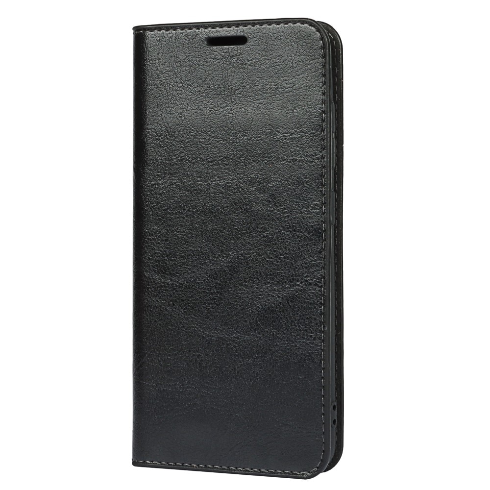 Coque portefeuille en cuir Veritable Samsung Galaxy S21 FE, noir