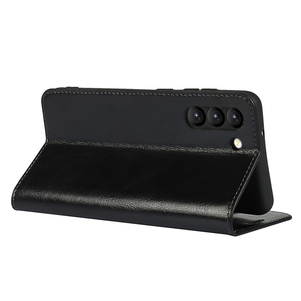 Coque portefeuille en cuir Veritable Samsung Galaxy S21 FE, Noir