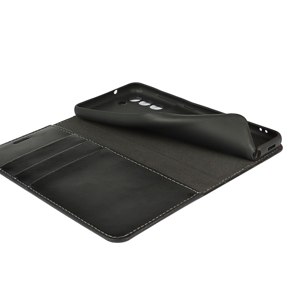Coque portefeuille en cuir Veritable Samsung Galaxy S21 FE, Noir