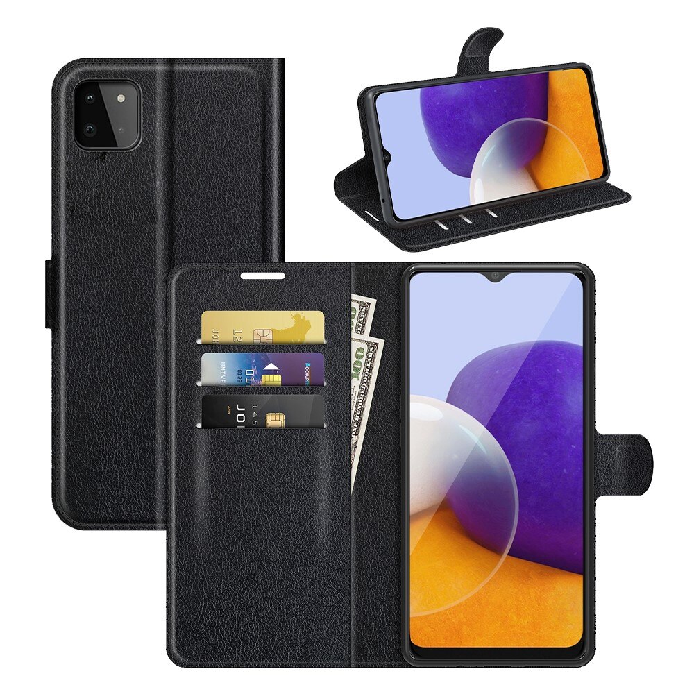 Coque portefeuille Samsung Galaxy A22 5G, Noir