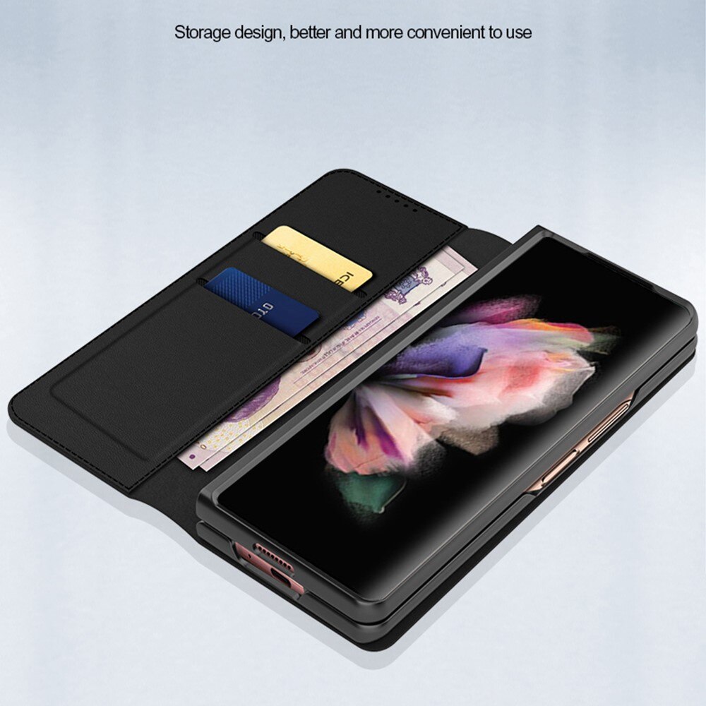 Étui en cuir veritable Samsung Galaxy Z Fold 3, Noir