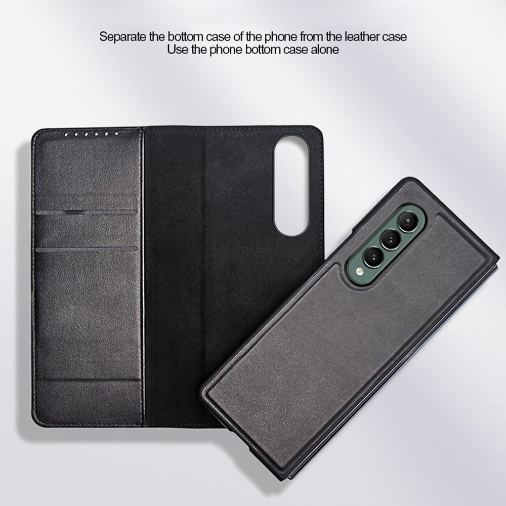 Étui en cuir veritable Samsung Galaxy Z Fold 3, Noir