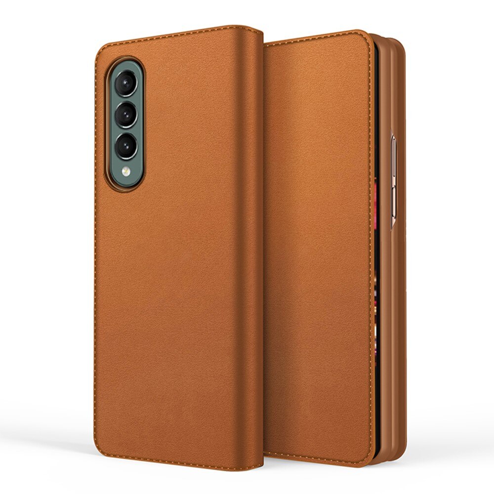 Étui en cuir veritable Samsung Galaxy Z Fold 3, marron