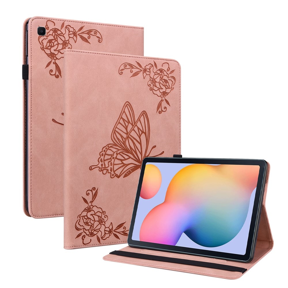 Étui en cuir avec papillons Samsung Galaxy Tab S6 Lite 10.4, rose