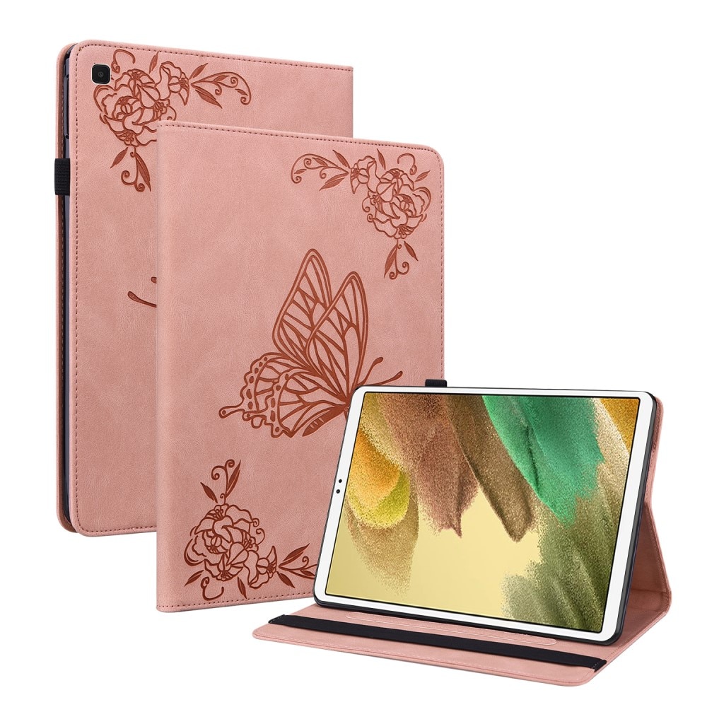 Étui en cuir avec papillons Samsung Galaxy Tab A7 Lite, rose