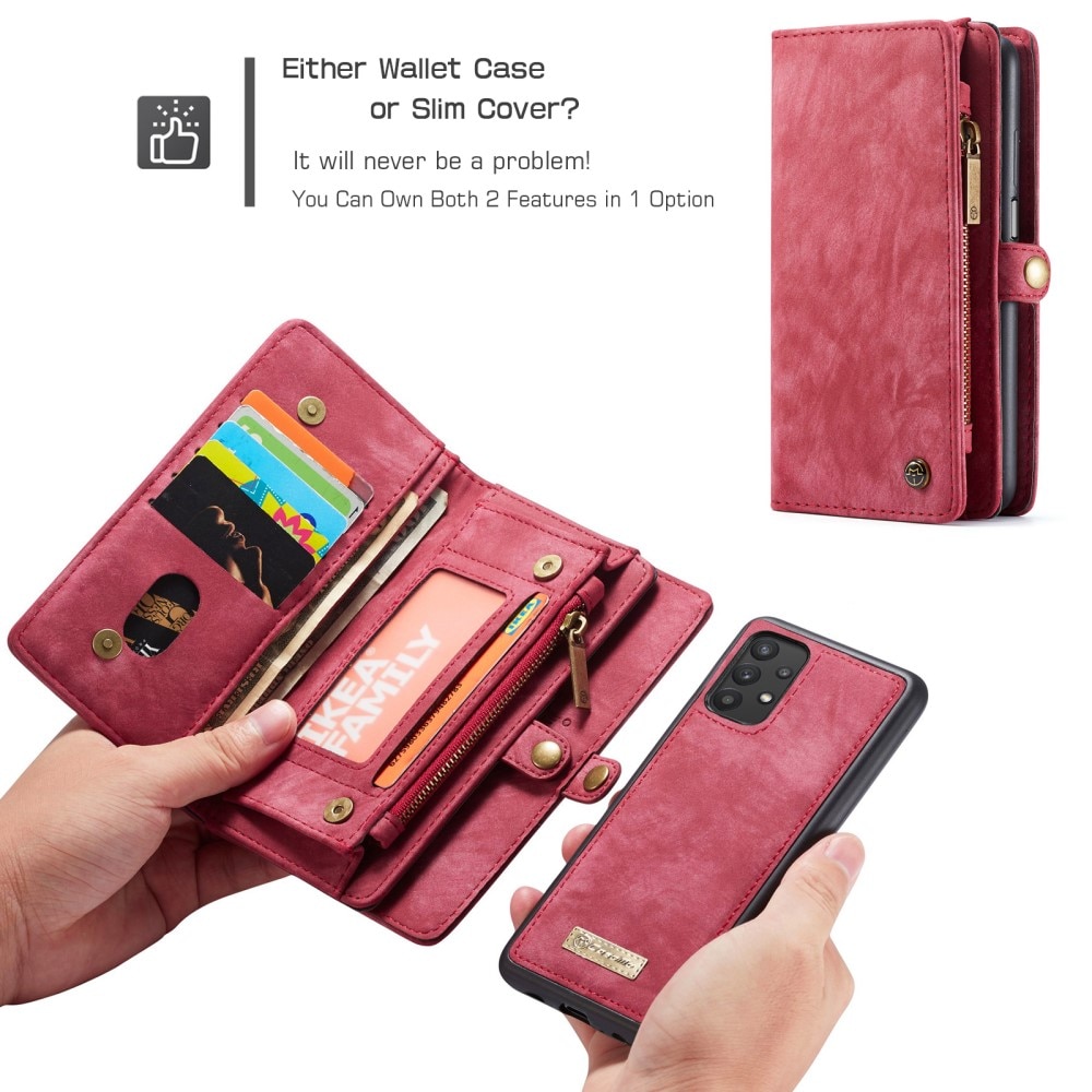 Étui portefeuille multi-cartes Samsung Galaxy A32 5G Rouge