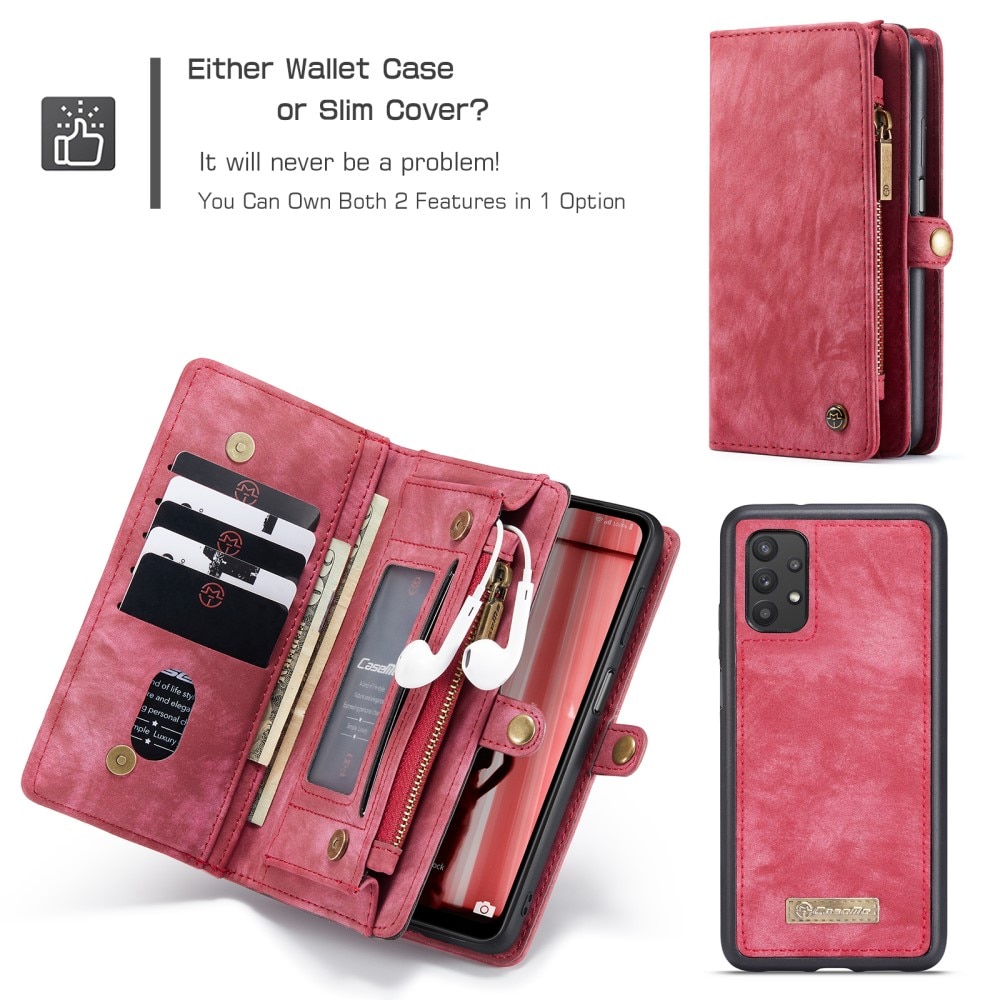 Étui portefeuille multi-cartes Samsung Galaxy A32 5G, Rouge