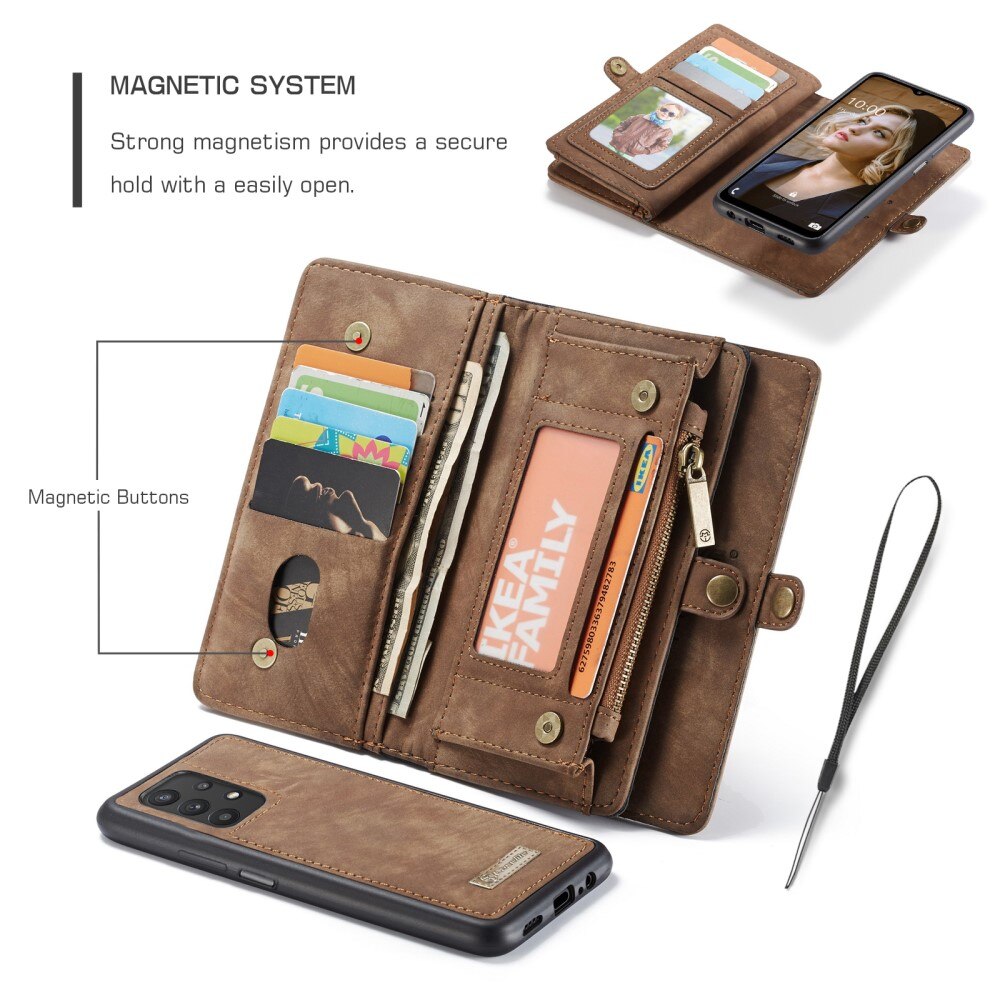 Étui portefeuille multi-cartes Samsung Galaxy A32 5G, Marron