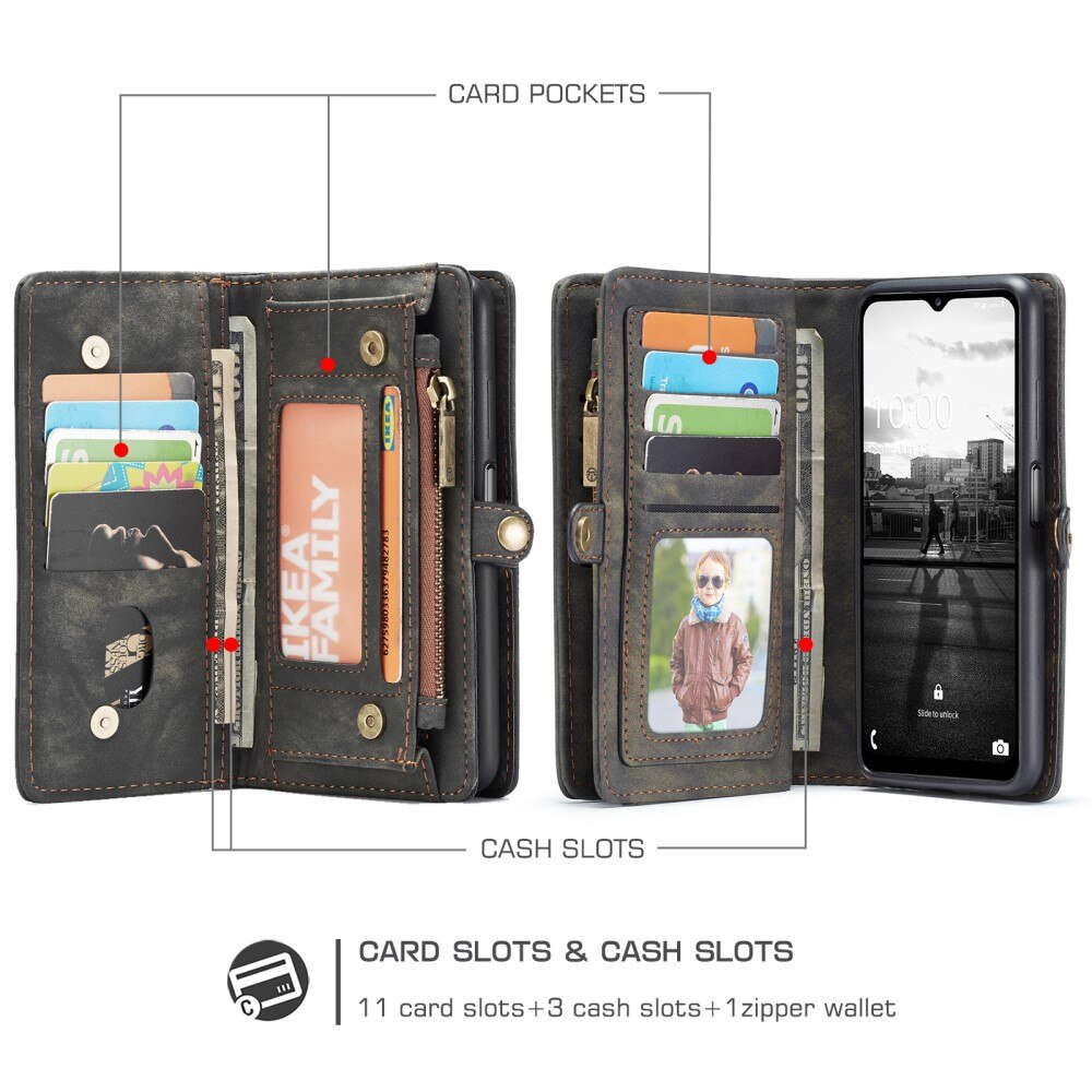 Étui portefeuille multi-cartes Samsung Galaxy A12 5G, Gris