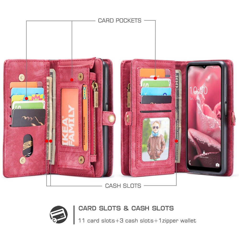 Étui portefeuille multi-cartes Samsung Galaxy A12 5G, Rouge