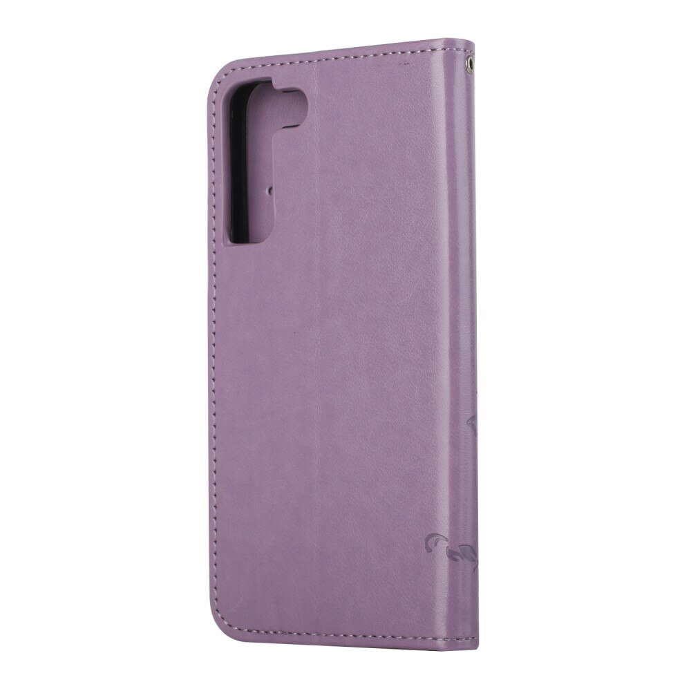 Étui en cuir à papillons pour Samsung Galaxy S22 Plus, violet