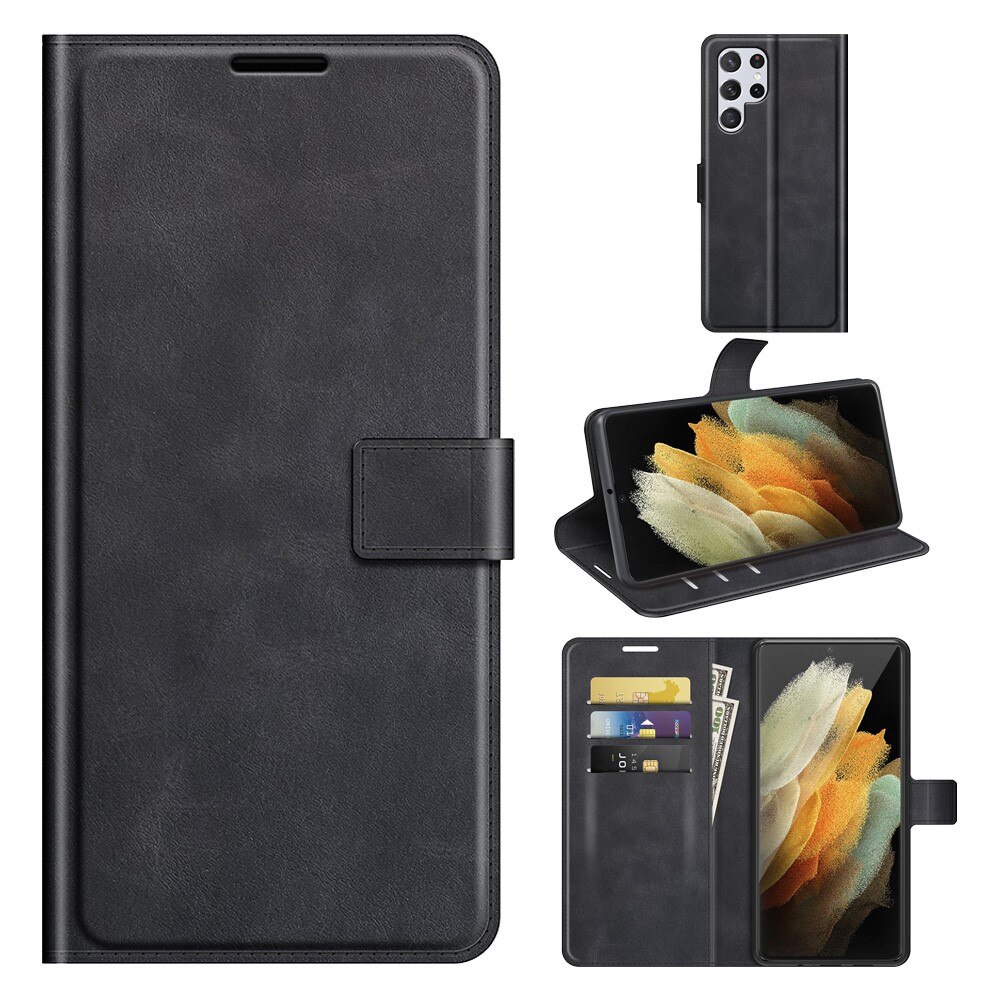 Étui portefeuille Leather Wallet Samsung Galaxy S22 Ultra Black