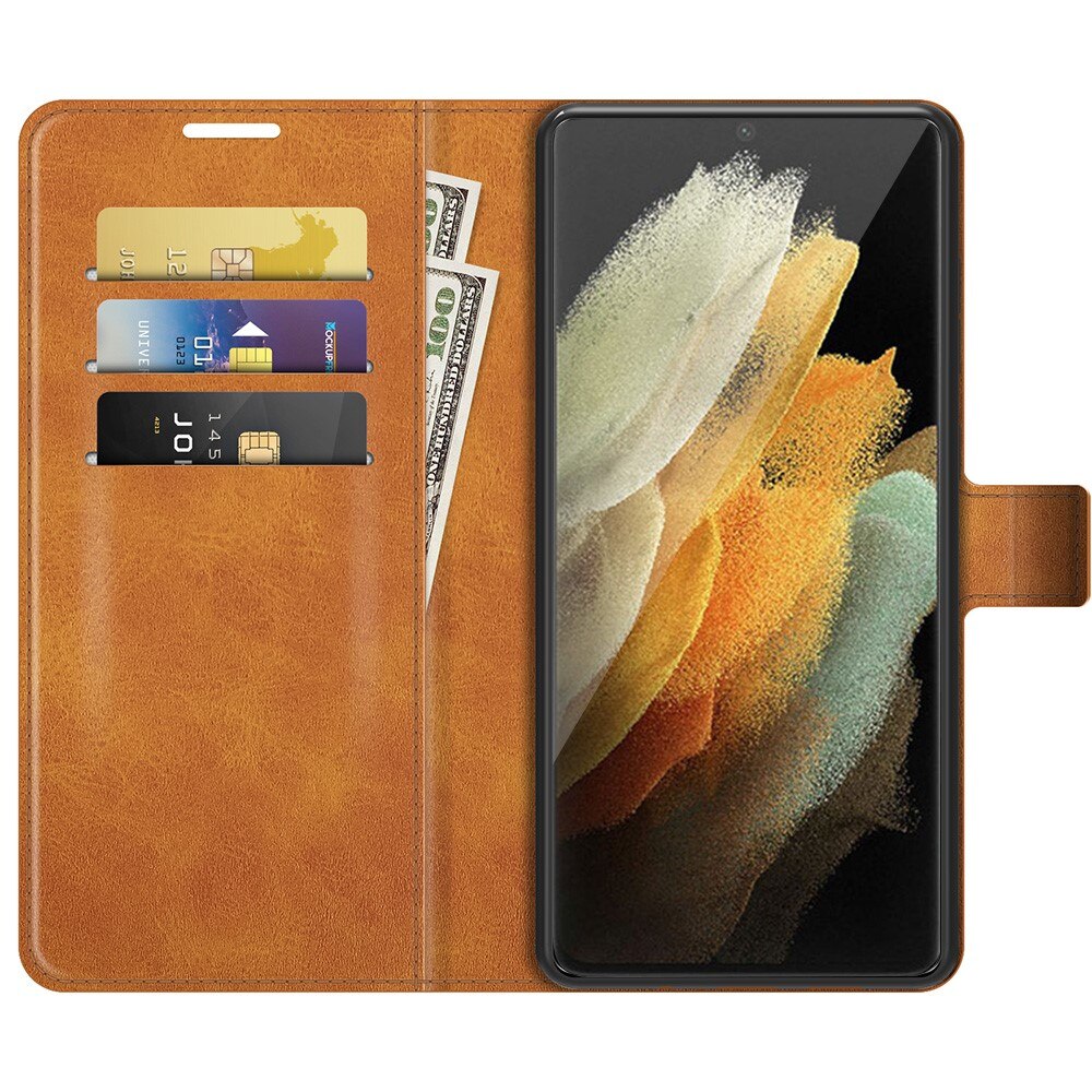 Étui portefeuille Leather Wallet Samsung Galaxy S22 Ultra Cognac