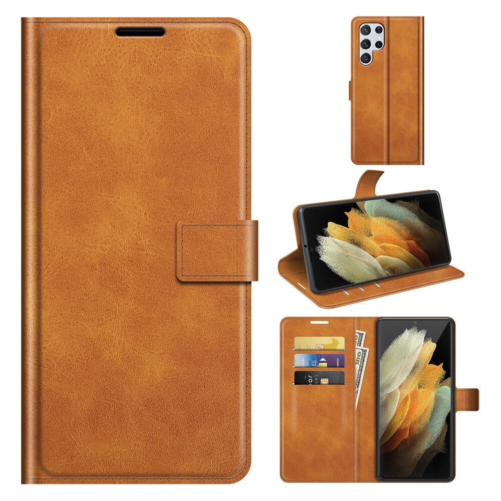 Étui portefeuille Leather Wallet Samsung Galaxy S22 Ultra Cognac