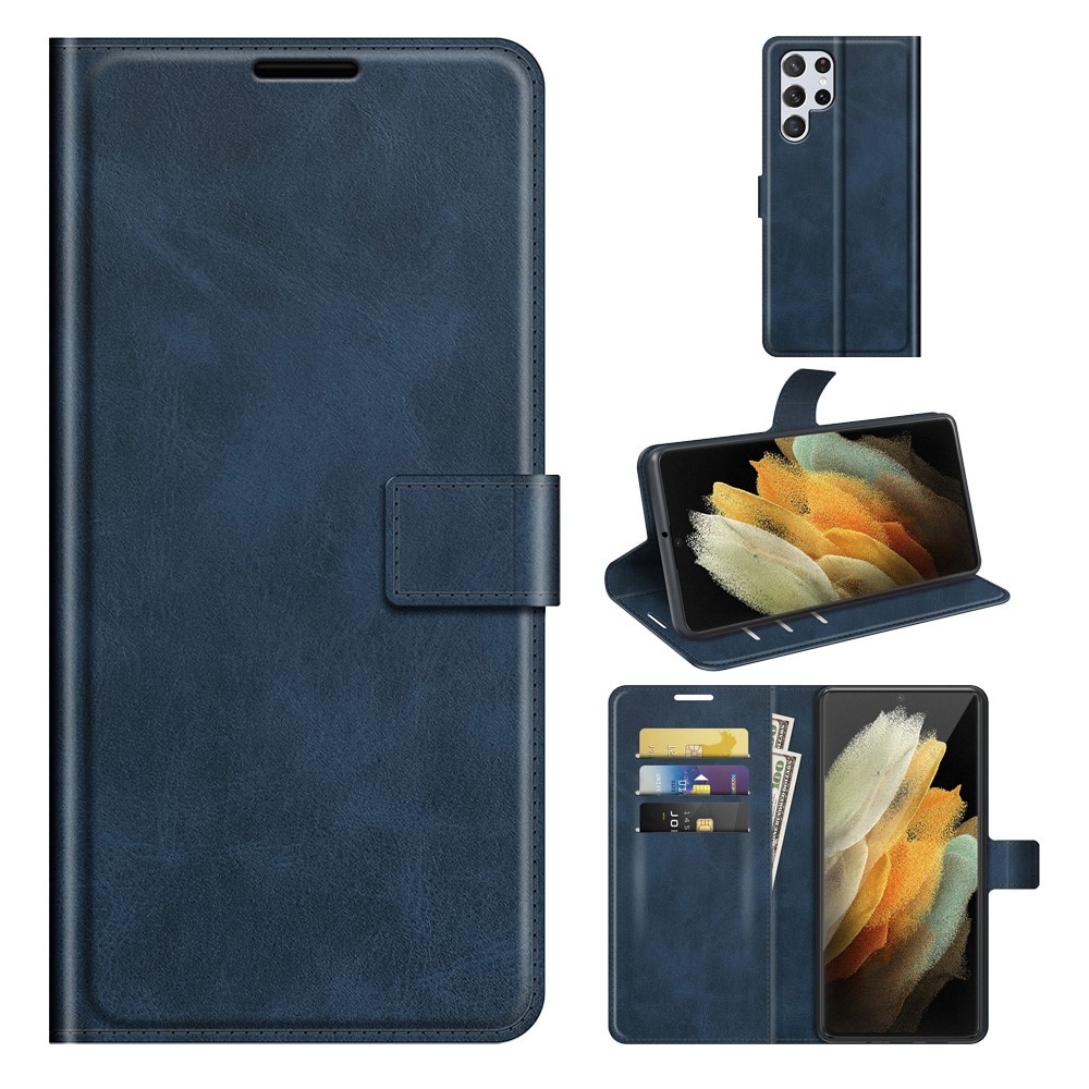 Étui portefeuille Leather Wallet Samsung Galaxy S22 Ultra Blue