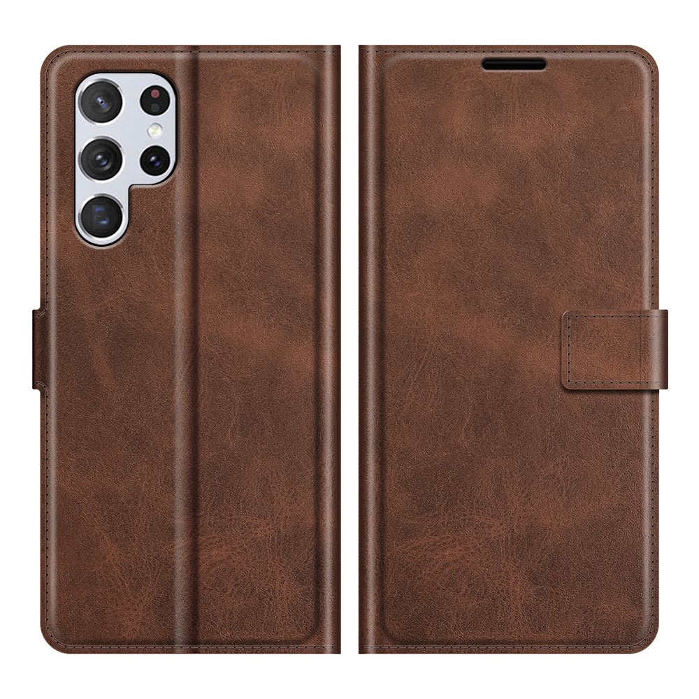 Étui portefeuille Leather Wallet Samsung Galaxy S22 Ultra Brown