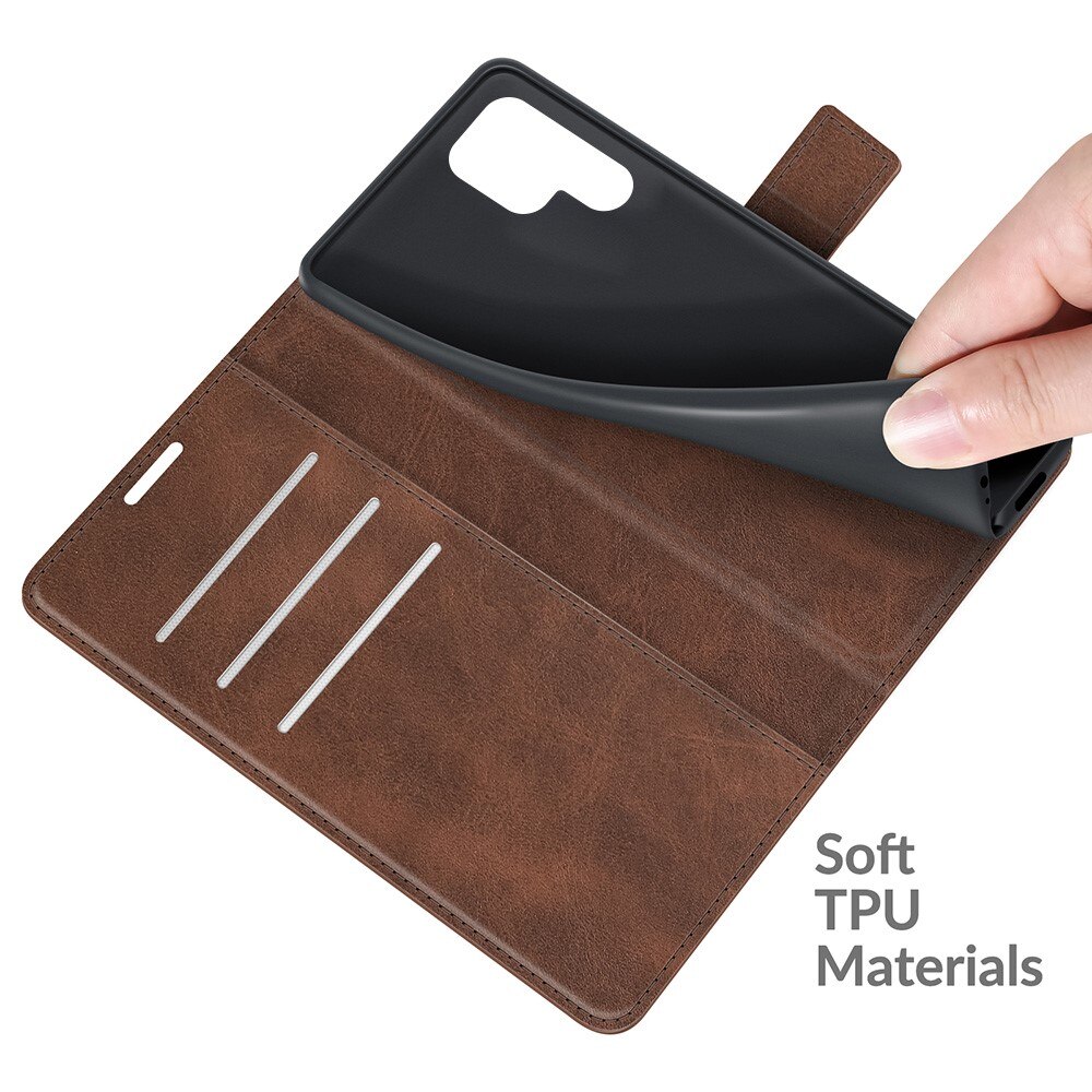 Étui portefeuille Leather Wallet Samsung Galaxy S22 Ultra Brown