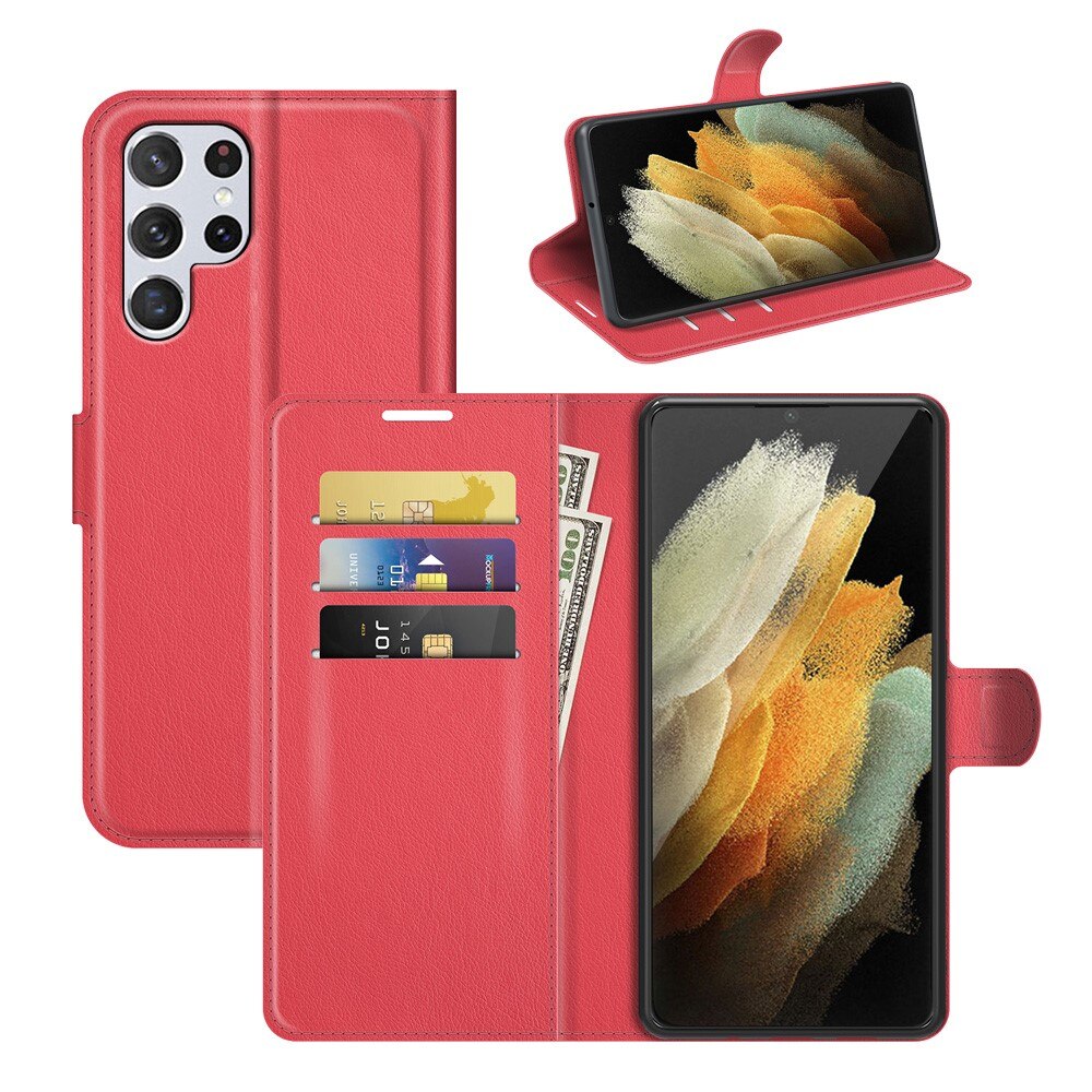 Coque portefeuille Samsung Galaxy S22 Ultra, Rouge