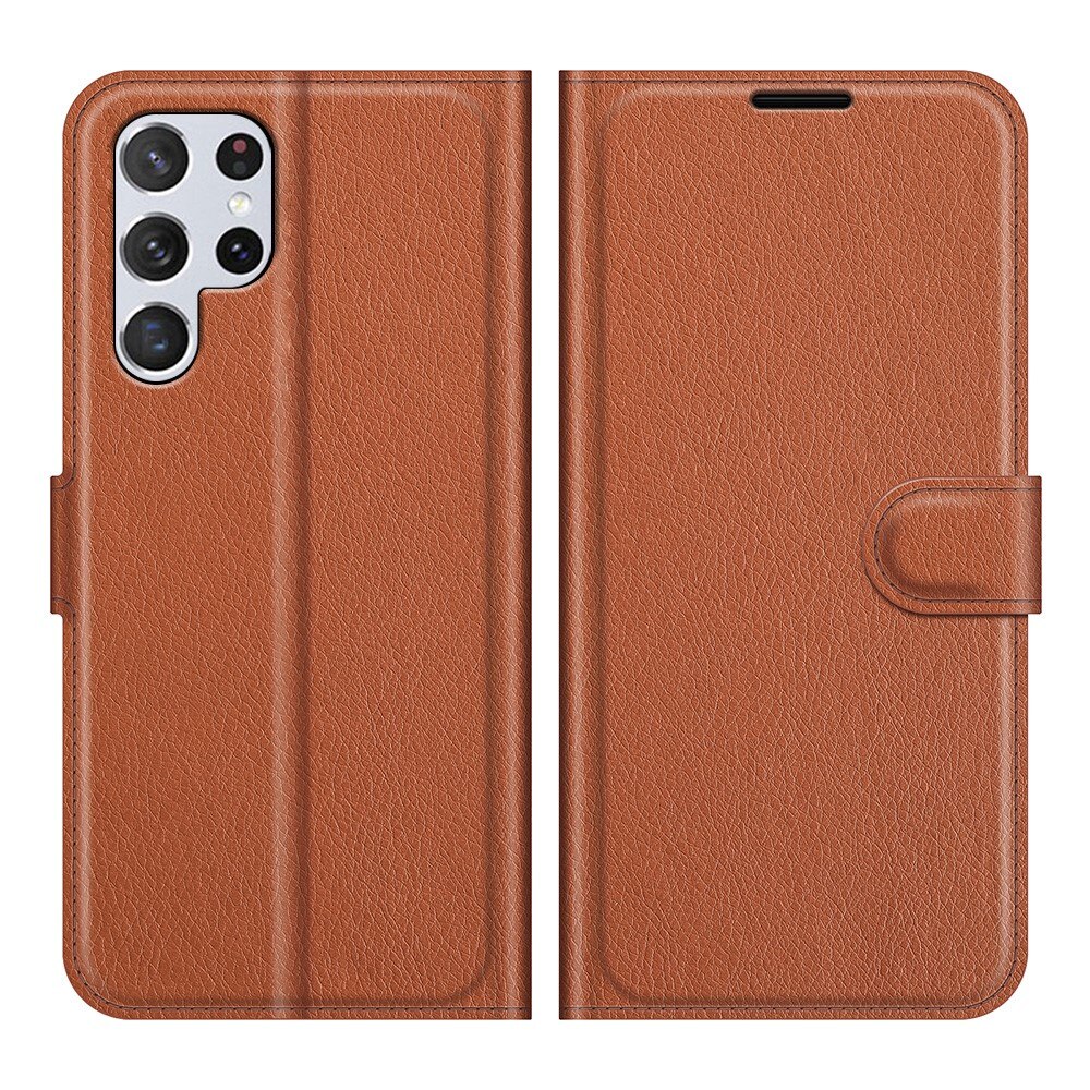 Coque portefeuille Samsung Galaxy S22 Ultra, Marron