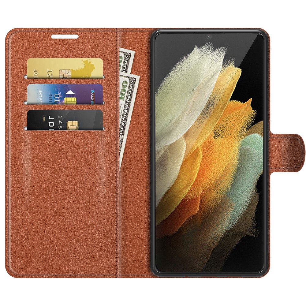 Coque portefeuille Samsung Galaxy S22 Ultra, Marron