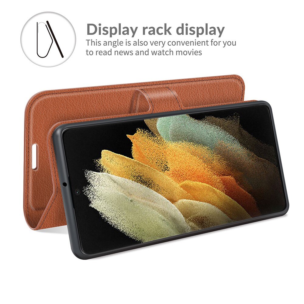 Coque portefeuille Samsung Galaxy S22 Ultra, Marron