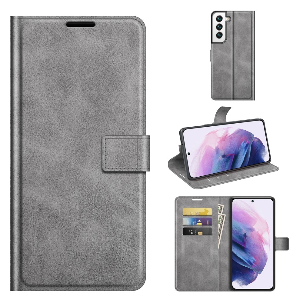 Étui portefeuille Leather Wallet Samsung Galaxy S22 Grey