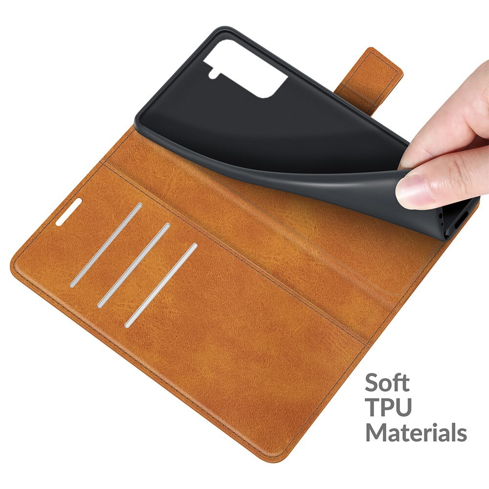 Étui portefeuille Leather Wallet Samsung Galaxy S22 Cognac