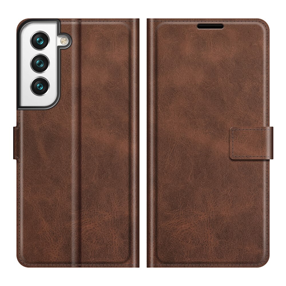 Étui portefeuille Leather Wallet Samsung Galaxy S22 Brown