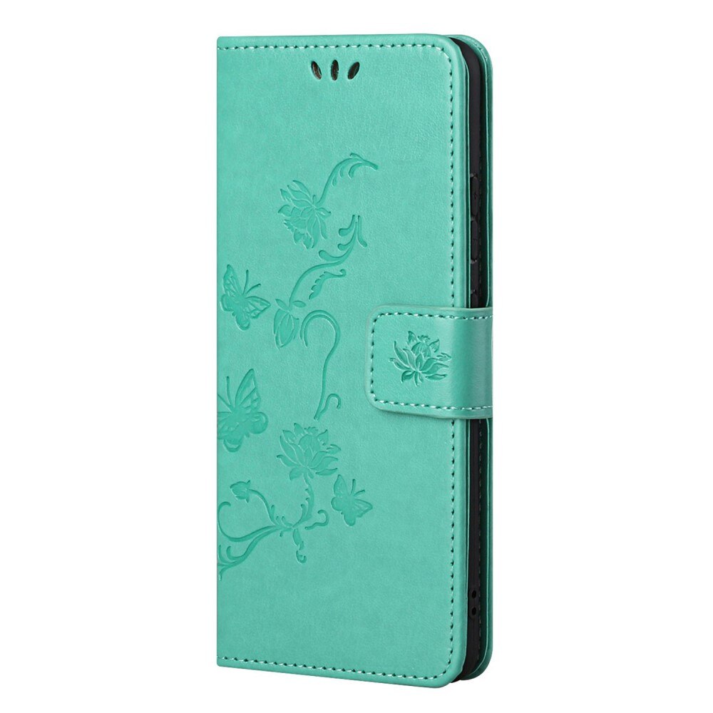 Étui en cuir à papillons pour Samsung Galaxy S22, Vert