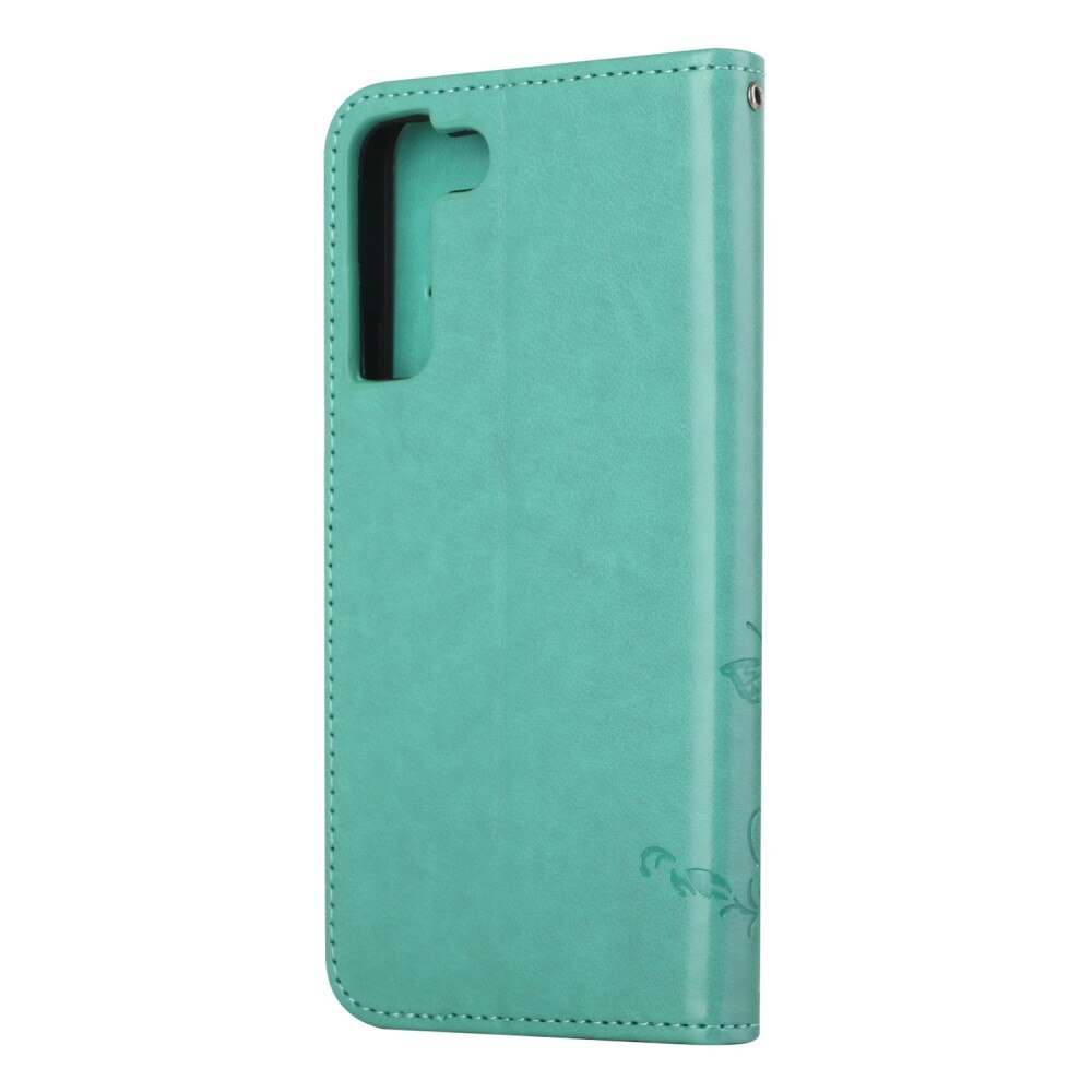 Étui en cuir à papillons pour Samsung Galaxy S22, Vert