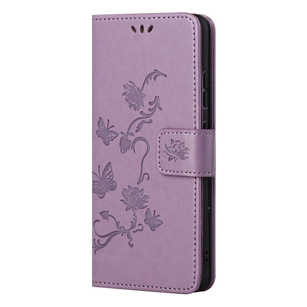 Étui en cuir à papillons pour Samsung Galaxy S22, Violet