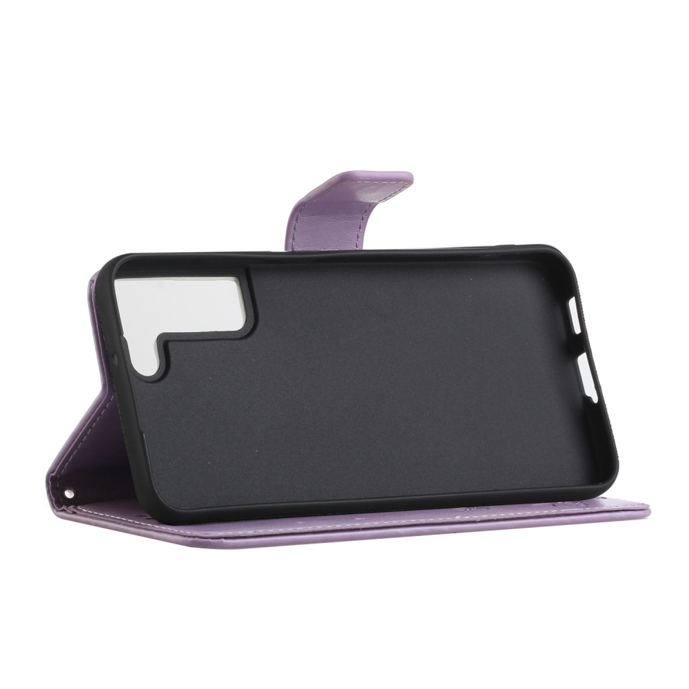 Étui en cuir à papillons pour Samsung Galaxy S22, Violet
