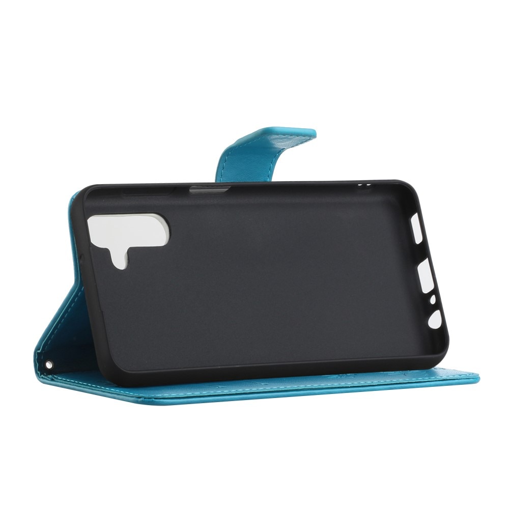 Étui en cuir à papillons pour Samsung Galaxy A04s, Bleu
