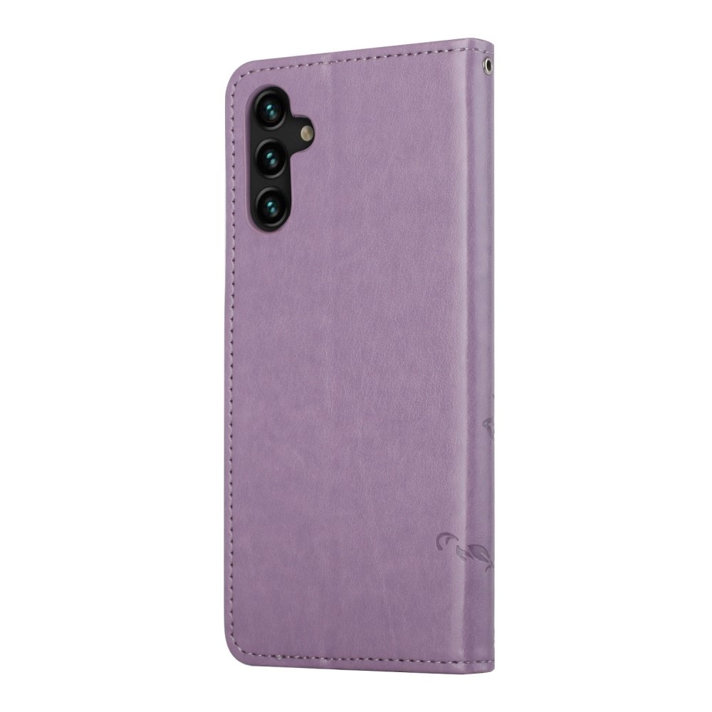 Étui en cuir à papillons pour Samsung Galaxy A04s, violet