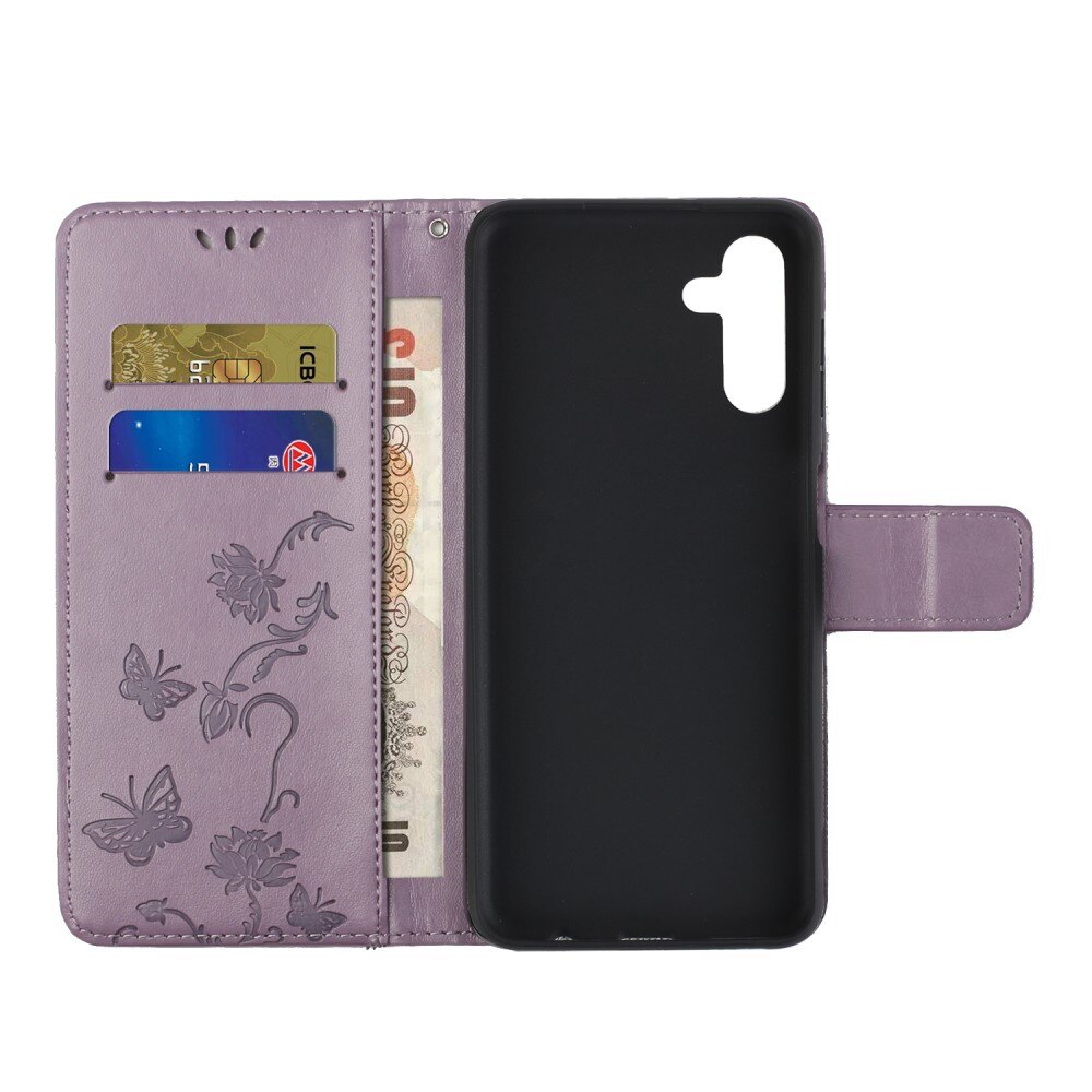 Étui en cuir à papillons pour Samsung Galaxy A04s, Violet