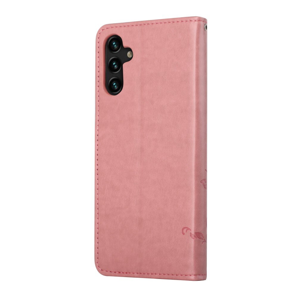 Étui en cuir à papillons pour Samsung Galaxy A04s, Rose
