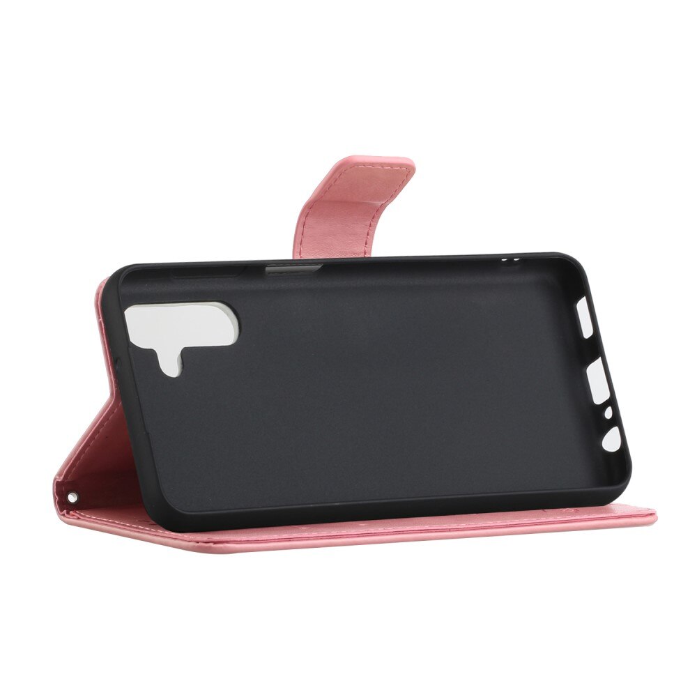 Étui en cuir à papillons pour Samsung Galaxy A04s, Rose