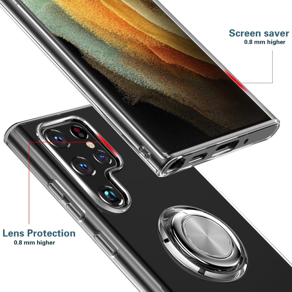 Coque Finger Ring Kickstand Samsung Galaxy S22 Ultra Transparent