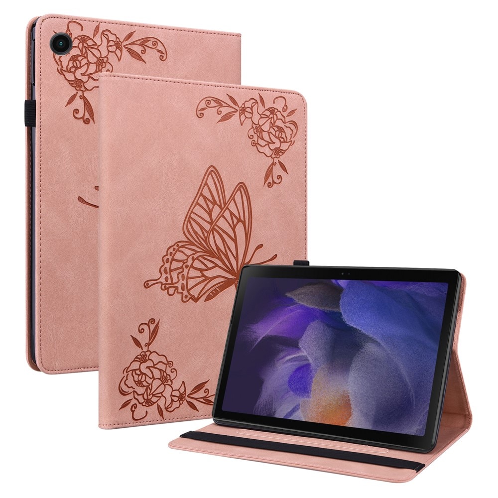 Étui en cuir avec papillons Samsung Galaxy Tab A8 10.5 Rose